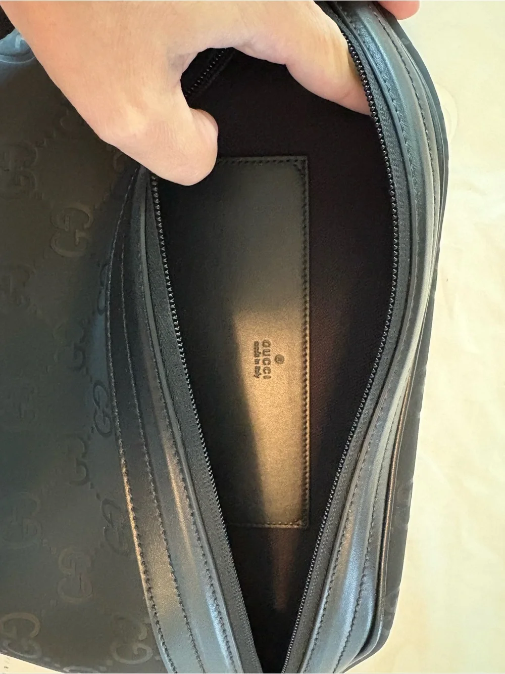 NEW Gucci GG Unisex Embossed Black Shadow Belt Bag Large Size 90 Neoprene Rubber